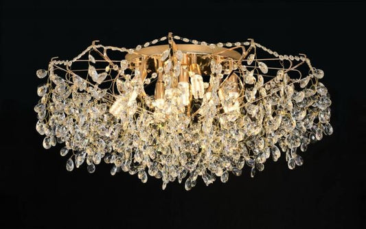 Candelabru Cristal GLOWRIA Regalis, 10x E14, Diametru 80cm, Auriu