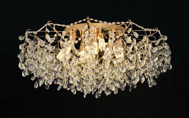 Candelabru Cristal GLOWRIA Regalis, 10x E14, Diametru 80cm, Auriu