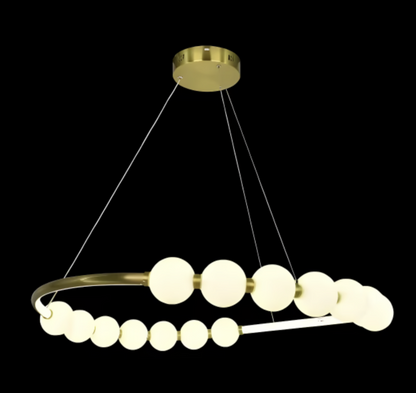 Lustră Suspendată LED Acril Nova 57W cu Telecomandă, Dimabilă, 3000K/4000K/6000K, Auriu, Metal și Acril