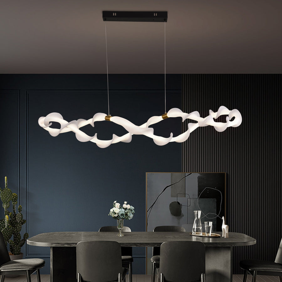 Lustra LED Suspendata Acril LT762/2GD, 80W, Lumina Calda/Neutra/Rece 3000/4000/6000K, Alb, Inaltime Reglabila