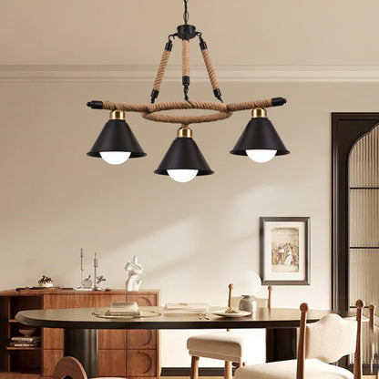 Lustra Suspendata, LV571/3BK, 3*E27, Maro, Metal si Sfoara