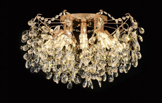 Candelabru Cristal GLOWRIA Eleganza, 6x E14, Diametru 50cm, Auriu
