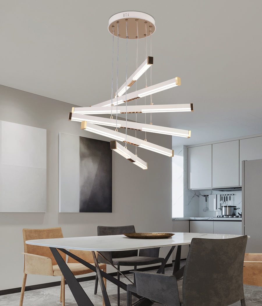 Lustra LED Suspendata Acril LT183/5WH, 69W, Lumina 3000/4000/6000K, Alb, Inaltime Reglabila