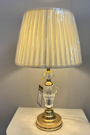 Veioza VZ215WH, 1x E27, Metal si Textil, Alb si Auriu