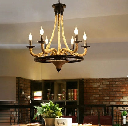 Lustra Suspendata, LV581/6BK, 6*E27, Maro, Metal si Sfoara