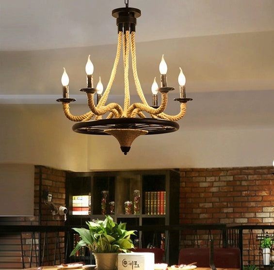 Lustra Suspendata, LV581/6BK, 6*E27, Maro, Metal si Sfoara