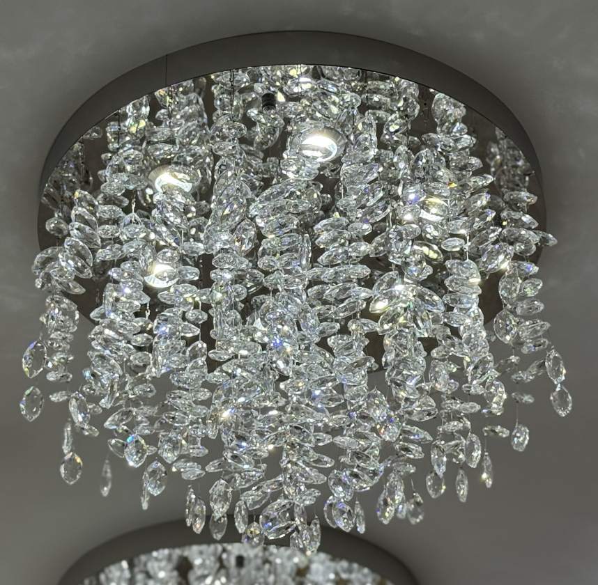 Candelabru LED Cristal LLC210/550CH Rotund, 30W, Lumina Rece/Calda/Neutra, Cristal, Crom Lucios