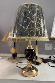 Veioza VZ211BK, 1x E27,Metal si Textil, Negru si Auriu