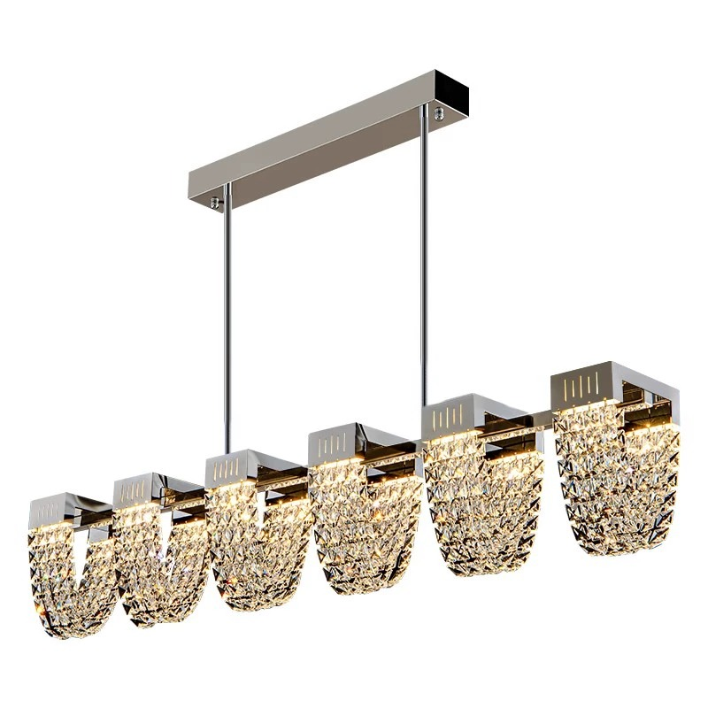 Lustra LED Suspendata, CC370/1200CH, Cristal si Metal, 30W, Telecomanda, Lumina Rece/Calda/Neutra, Iluminat Luxos