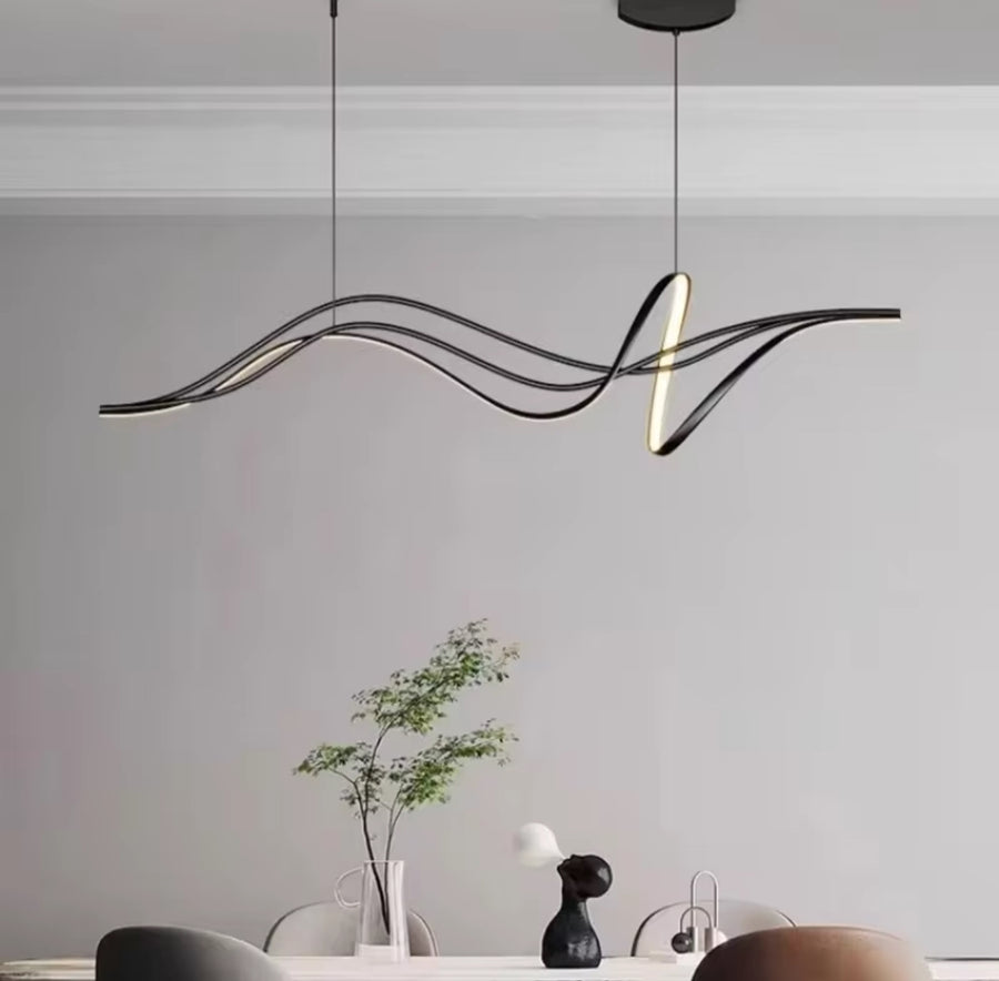 Lustra LED suspendata cu telecomanda LIBRE, 80W, lumina Rece/Calda/Neutra, Dimabila, Negru, Inaltime Reglabila