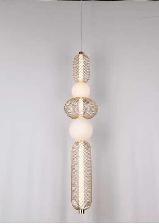 Lustra LED Suspendata LM551/5GD, 28W, Lumina 3000/4000/6000K, Auriu, Inaltime Reglabila