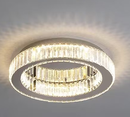 Lustra LED cu telecomanda si cristal VERTUS 18W, 30cm, Cerc, lumina Rece/Calda/Neutra, Dimabila, Crom