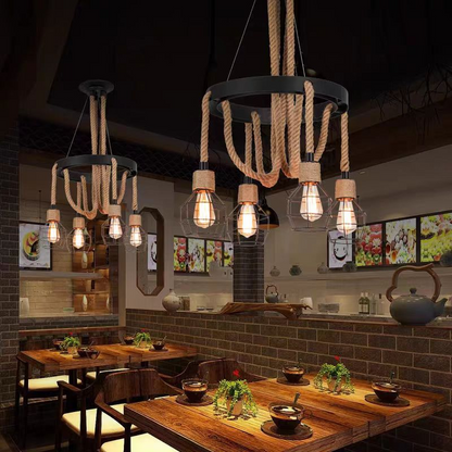 Lustra Roata LV580/4BK, 4*E27, Maro, Metal si Sfoara