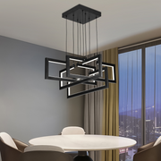 Lustra LED cu telecomanda ,Suspendata 96W, 4 Elemente, lumina Rece/Calda/Neutra, Dimabila, Inaltime Reglabila, Negru