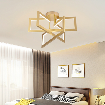 Lustra LED cu telecomanda 71W, 3 Elemente, lumina Rece/Calda/Neutra, Dimabila, Auriu