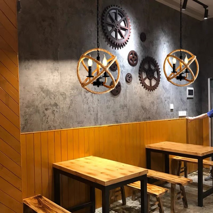 Lustra Vintage LV585/4BK, 4xE14, Rustic Barn, Sfoara si Metal, 30cm, Negru