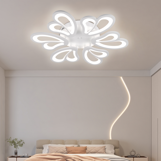 Lustra LED cu telecomanda BLOSSOM 78W, 6 Petale, Diametru 60cm,  lumina Rece/Calda/Neutra, Dimabila, Alb