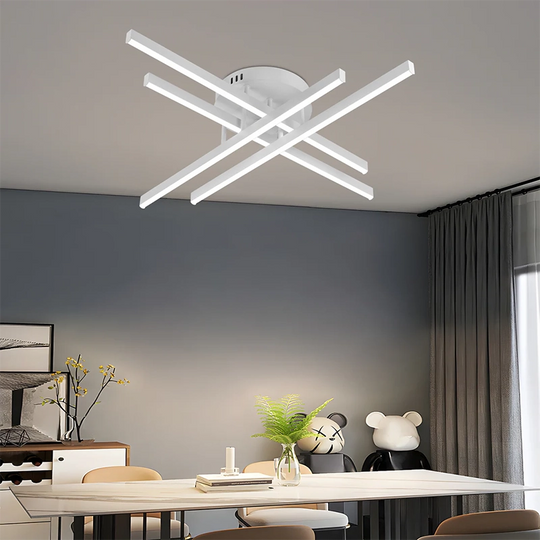 Lustra LED cu Telecomanda GIO, 54W, 4 Elemente, Lumina Rece/Clada/Neutra, Dimabila, Alb