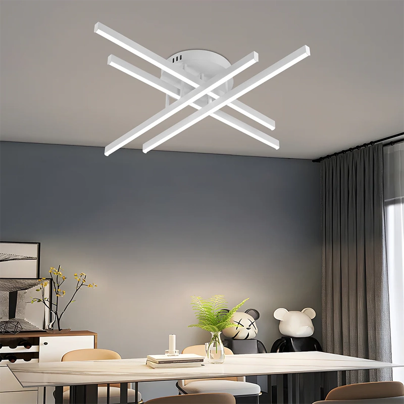 Lustra LED cu Telecomanda GIO, 54W, 4 Elemente, Lumina Rece/Clada/Neutra, Dimabila, Alb