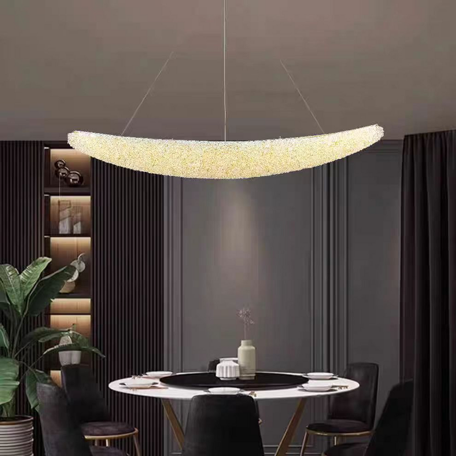 Candelabru Modern cu Cristal, PRAGA, 31W, Lungime 80 cm, Auriu, Inaltime reglabila