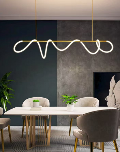 Lustra LED DIVINO Auriu 96W cu Tub Silicon Flexibil, 150cm – Lumina Reglabila 3000K/4000K/6000K