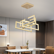 Lustra LED cu telecomanda ,Suspendata 96W, 4 Elemente, lumina Rece/Calda/Neutra, Dimabila, Inaltime Reglabila, Auriu