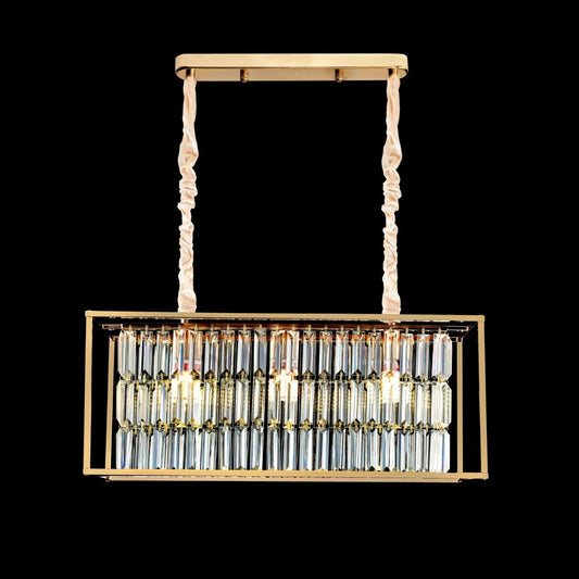 Candelabru Cristal, CC1676/650X200GD, 3xE14, Auriu Lucios, Inaltime Reglabila, Metal si Cristal