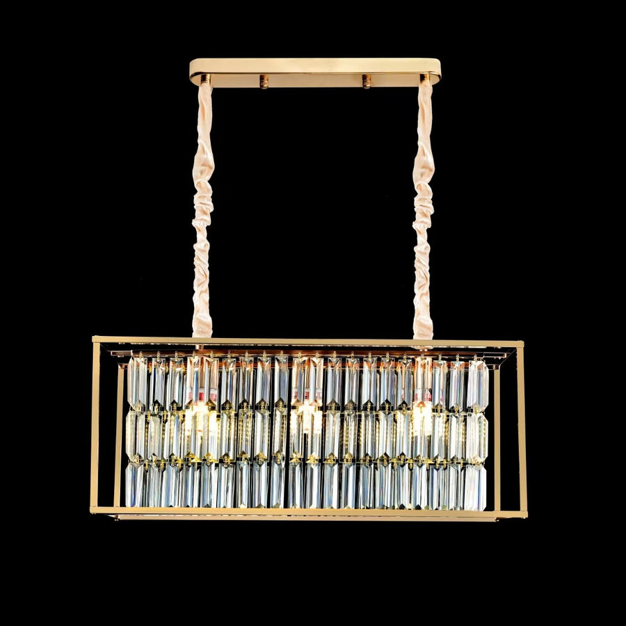 Candelabru Cristal, CC1676/650X200GD, 3xE14, Auriu Lucios, Inaltime Reglabila, Metal si Cristal