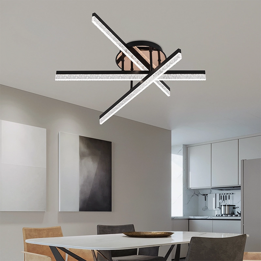 Lustra LED cu Telecomanda LT179/3BK, 41W, 3 Elemente, Lumina Rece/Clada/Neutra, Dimabila, Negru