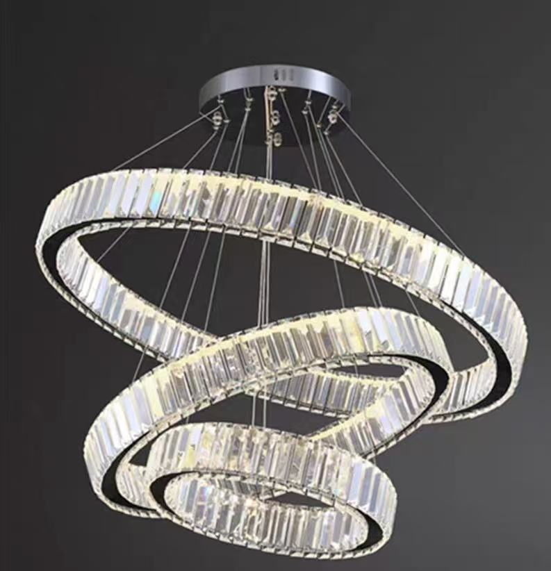 Lustra LED LLC130/3CH, Cristal si Metal, 120W, 3 Cerucir, Dimabila, Inaltime Reglabila, Lumina Rece/Calda/Neutra, Iluminat Luxos