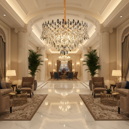 Candelabru Cristal MONARCH Magno 12xE14, Diametru 60cm, Inaltime 40cm, Auriu Lucios, Inaltime Reglabila, Design Elegant Candelabre Cristal Default Title Alessandro Design