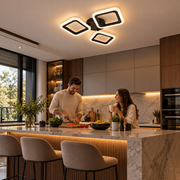 Lustra LED PULSARIS 40W, 3 Patrate, lumina Rece/Calda/Neutra, Negru