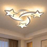 Lustra LED cu telecomanda IPOMOEA 51W, 3 Stele, Lumina Rece/Calda/Neutra, Dimabila, Alb, Metal si Acril