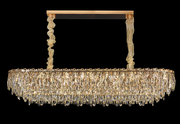 Candelabru Cristal ORION 19xE14, Auriu, Inaltime Reglabila, Metal si Cristal