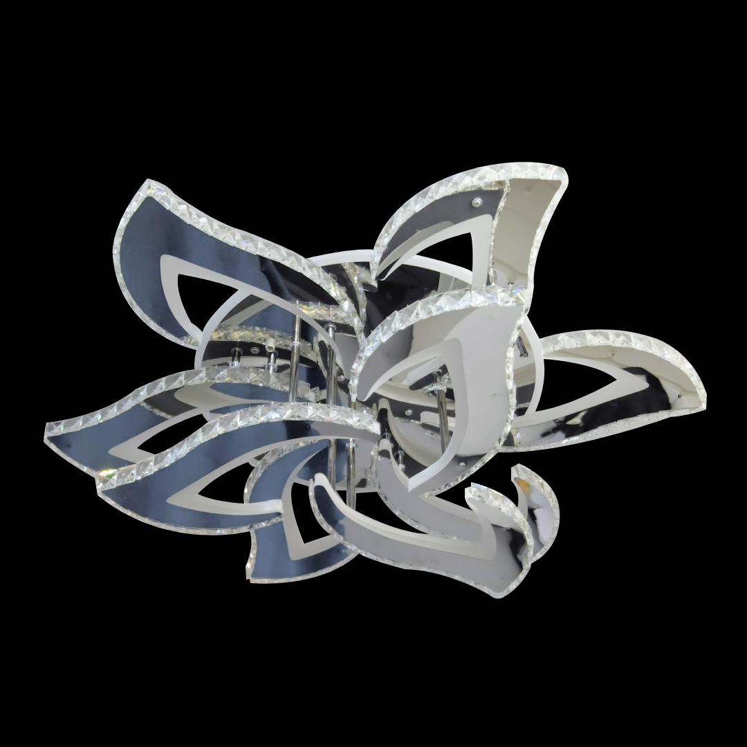 Lustra LED cu telecomanda si cristal Alejandro 160W, 9 Flori, lumina R ...