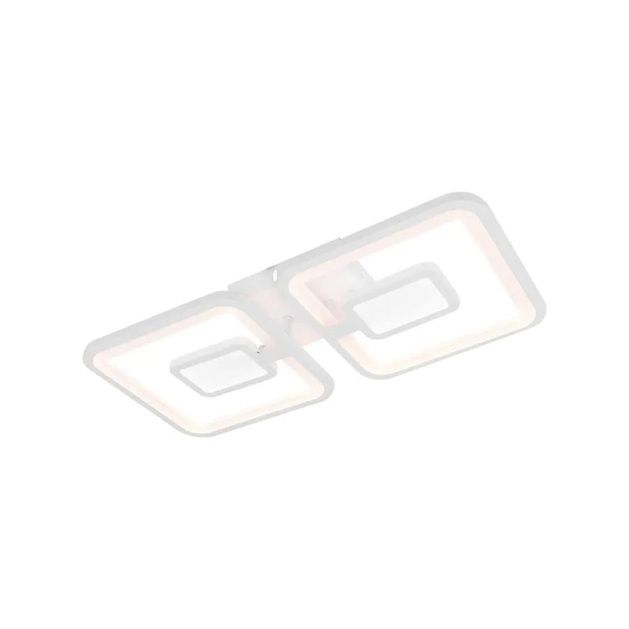 Lustra LED cu telecomanda  FELIX 57W, 2 Patrate, lumina Rece/Calda/Neutra, Dimabila, Alb