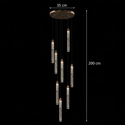 Candelabru Cristal LED 21W, VERTILUX Supremo, Lumina Calda/Neutra/Rece, Diametru 35cm Auriu