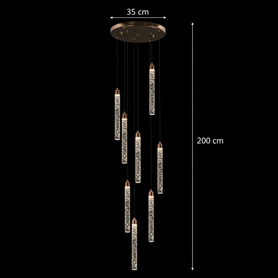 Candelabru Cristal LED 21W, VERTILUX Supremo, Lumina Calda/Neutra/Rece, Diametru 35cm Auriu