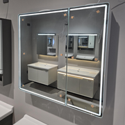 Oglinda LED cu Dulap LENTO 80x70 cm Gri – Iluminare Perimetrala si Senzor Touch