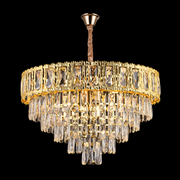 Candelabru Cristal BELVEDERE Magno 8xE14, Diametru 60cm, Auriu Lucios, Inaltime Reglabila