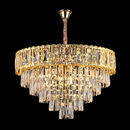 Candelabru Cristal BELVEDERE Magno 8xE14, Diametru 60cm, Auriu Lucios, Inaltime Reglabila