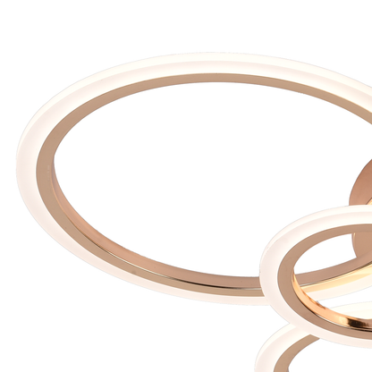 Lustra LED cu telecomanda BETTY 82W, 6 Cercuri, lumina Rece/Calda/Neutra, Dimabila, Auriu Lucios