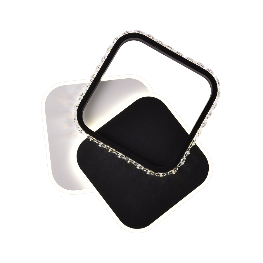 Lustra LED cu cristal  PRISMIQ 39W, 3 Patrate, lumina Rece/Calda/Neutra, Negru