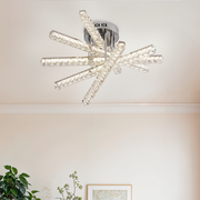 Lustra LED cu telecomanda LUELLA 64W 5 Elemente, Liniara, lumina Rece/Calda/Neutra, Dimabila, Argintiu