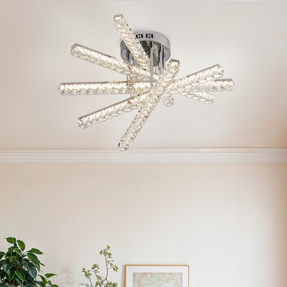 Lustra LED cu telecomanda LUELLA 64W 5 Elemente, Liniara, lumina Rece/Calda/Neutra, Dimabila, Argintiu