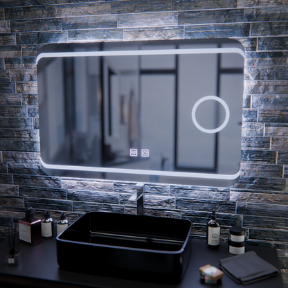 Oglindă LED E30S/65X45, Touch si Funcție Dezaburire, Lumina Cosmetică, 65x45cm, Lumina Rece 6000K