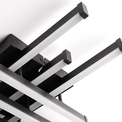 Lustra LED cu Telecomanda LINEX, 108W, 8 elemente, Lumina Rece/Calda/Neutra, Dimabila, Negru