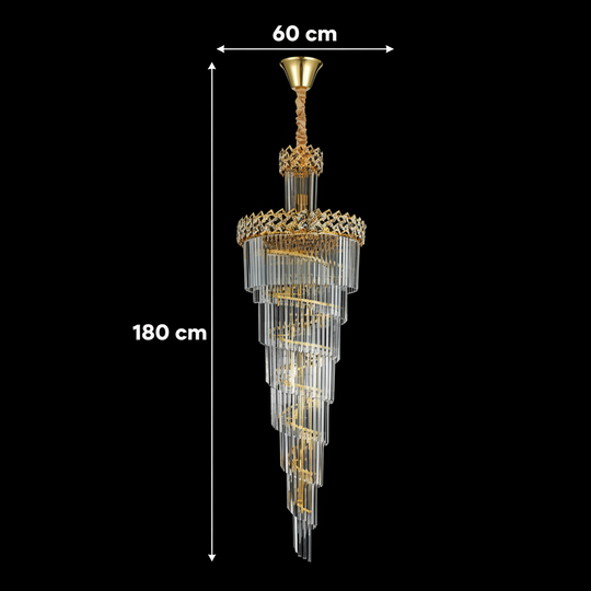 Candelabru Cristal CC800/700X2100GD, 33xE14, Diametru 70cm, Inaltime 210cm, Auriu Lucios, Inaltime Reglabila, Design Elegant Candelabre Cristal Default Title Alessandro Design