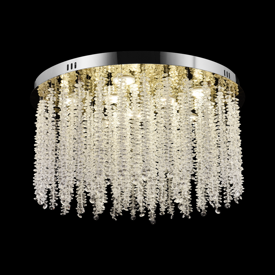 Candelabru LED Cristal LLC215/400WH Rotund, 22W, Lumina Rece/Calda/Neutra, Cristal, Auriu