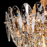 Candelabru Cristal, Eleganza, 7xE14, Diametru 40cm, Auriu Lucios, Inaltime Reglabila, Metal si Cristal